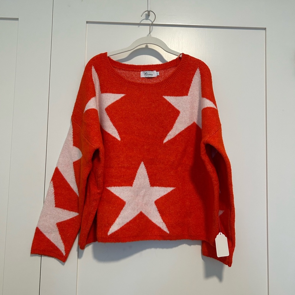 Miracle Red Sweater with White Star Pattern